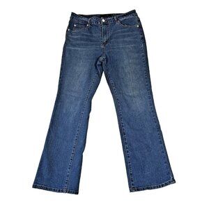 TAHARI Jeans Boot Cut Flared Mid Rise Stretch Dark Blue Denim Women's Size 12P